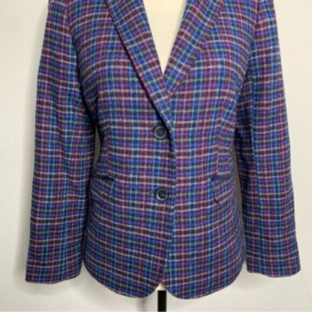 NWT Talbots Mistletoe Plaid Shetland Wool Single Breasted Blazer - Picture 11 of 17